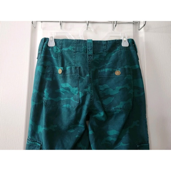 Anthropologie Austin Cargo Crop Pants Womens Teal Camouflage Stretch Twill Sz 27 - Picture 7 of 12